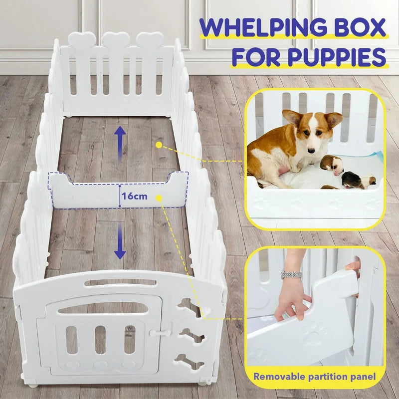 Metal Pet Playpen & Whelping Enclosure with Gate