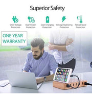 QC 3.0 Charging Station,AIZBO 60W 12A 6 Port Docking Stations & Desk Organizer with Quick Charge 3.0 & 5 Port USB Charger & Removable Watch Holder fit Multiple Devices iPhone/Iwatch/Tablet/Samsung Galaxy/LG and More