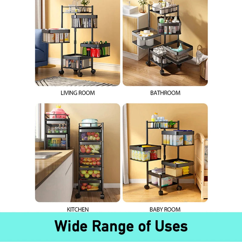 4-Tier Rotating Kitchen Storage Trolley