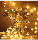 Star Fairy Lights - 70 LED 33 FT Star String Lights Waterproof for Indoor, Outdoor, Bedroom, Wedding, Party, Christmas Garden Decorations, Warm White
