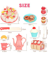 Pretend Play Food for Kids, DIY 82PCS Decorating and Cutting Birthday Party Cake, Tea Set,Candle,Fruits,Biscuits,Desserts,Educational Kitchen Toy with Lights&Sounds for Children,Girls&Boys,Aged 3+