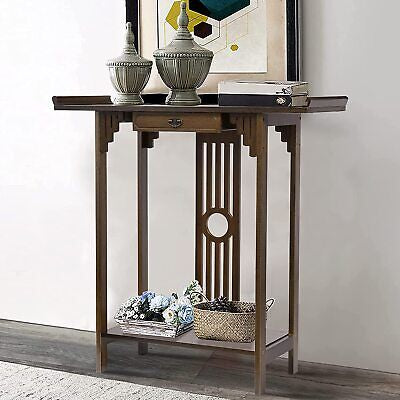 Vintage Wooden Console Table with Drawer
