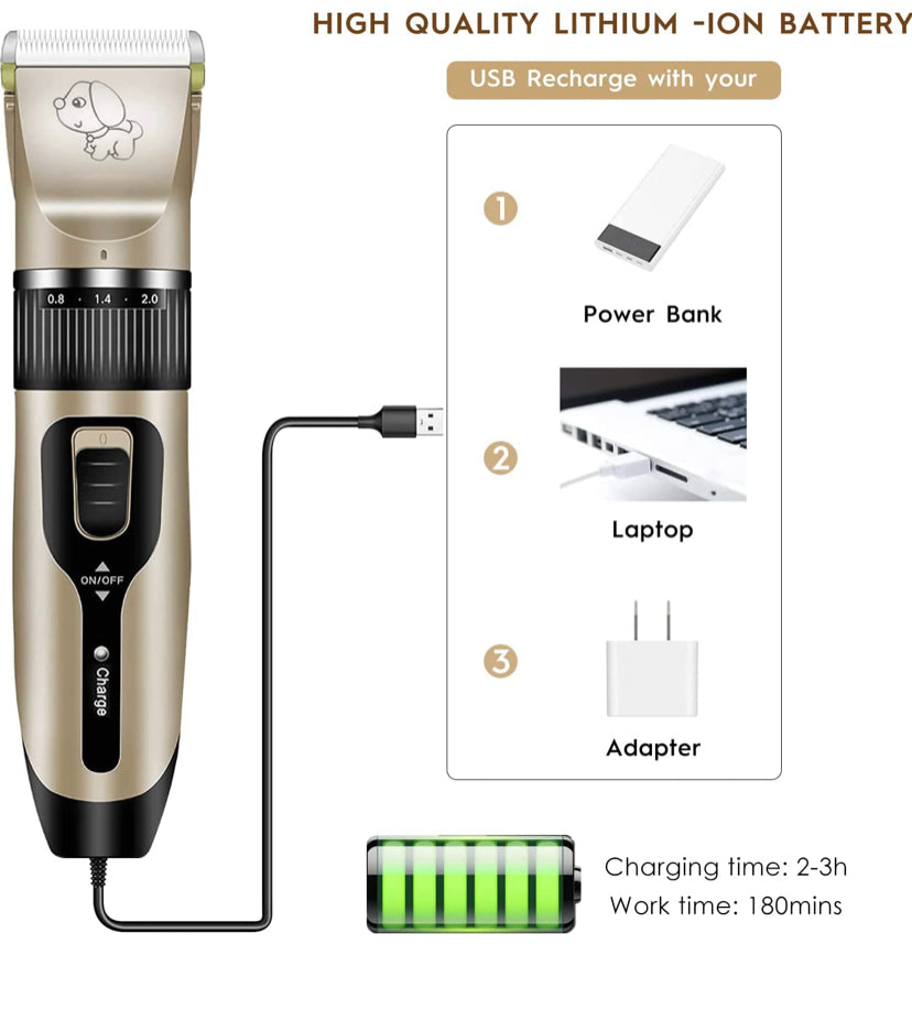 Dog Clipper Grooming Kit, 13IN1 Pet Hair Scissors, Pet Trimmer for Cat, Rechargeable Low Noise 