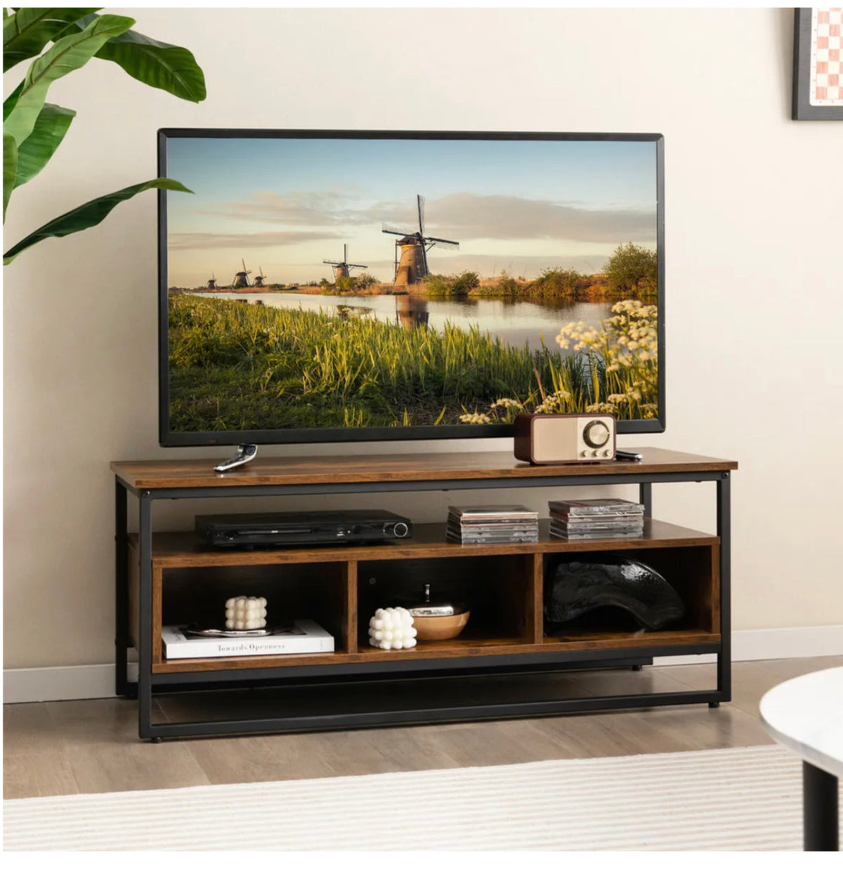 Industrial Coffee Table with Storage – Rustic Brown