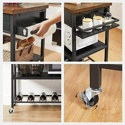 3-Tier Kitchen Storage Trolley with Drawers