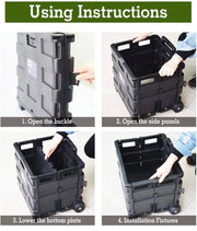 Foldable Shopping Cart Trolley Pack & Roll Folding Grocery Basket Crate Portable