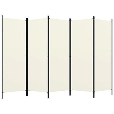 250 × 180 cm 5-Panel Cream Fabric Room Divider