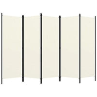 250 × 180 cm 5-Panel Cream Fabric Room Divider
