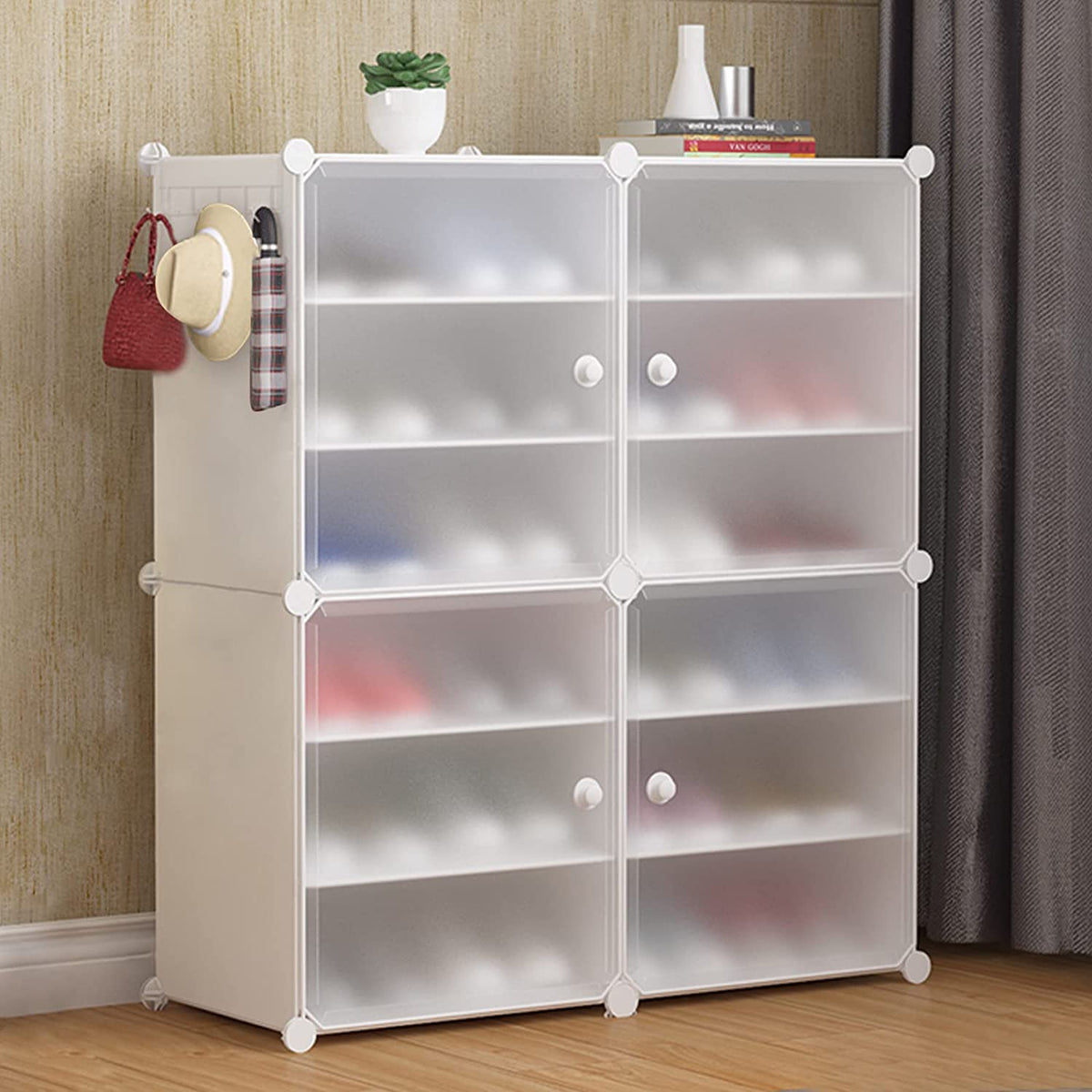 6-Tier Modular Shoe Cabinet with Doors – 24–30 Pairs