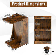 Rolling C-Shaped Sofa Side Table