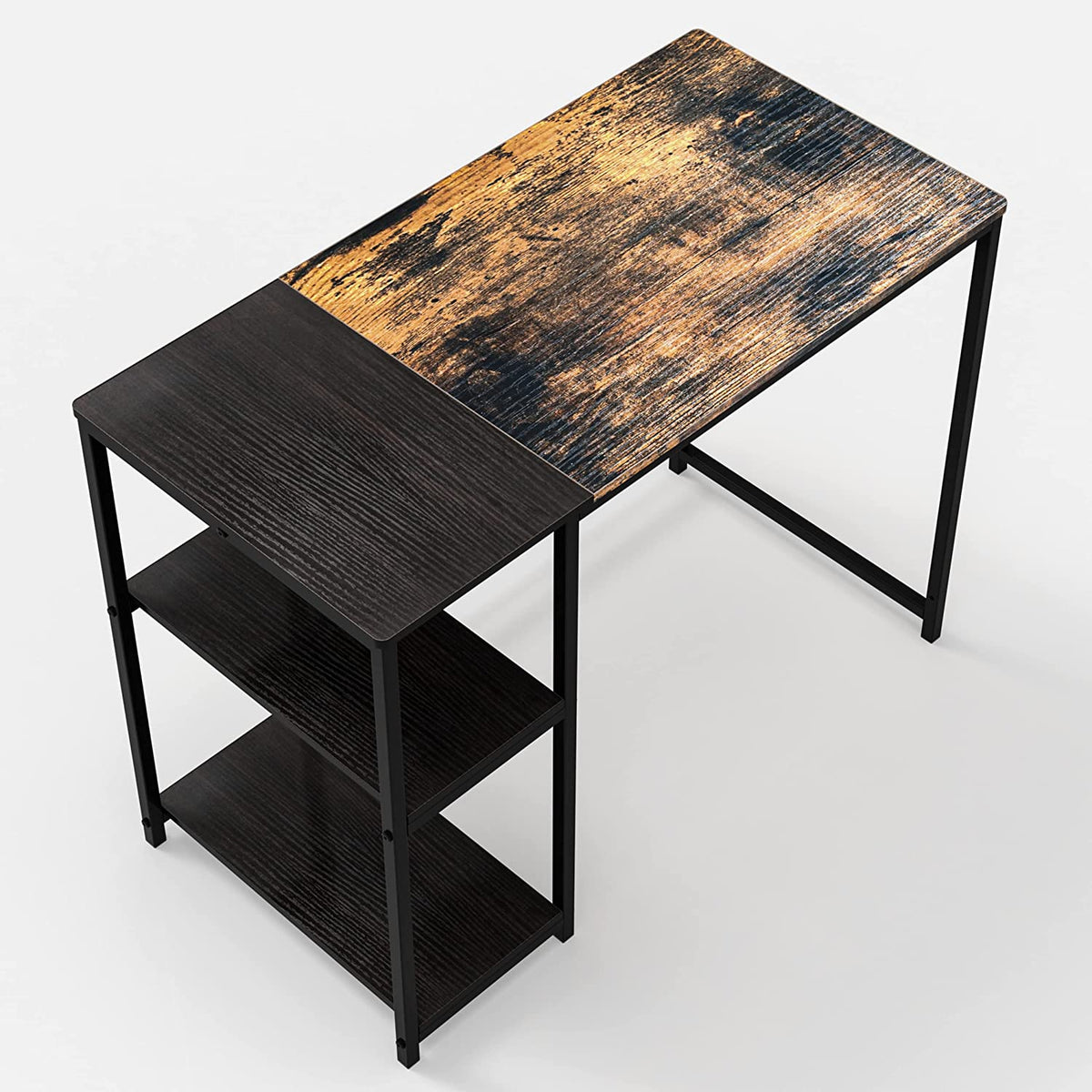 Computer Desk with Writing Storage-Shelf for Home-Office，Modern Simple Style Corner Laptop Table Desk for Writing Studying Working Gaming Space Saving 100x50x74.5cm,Brown