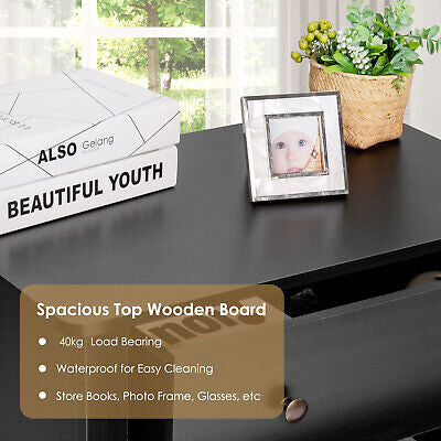 Black 3-Drawer Side Table & Nightstand
