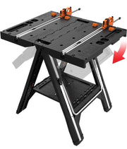 Multi-Function Work Table and Sawhorse with Quick Clamps and Pegs