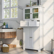 128 cm Four-Door Storage Cabinet with Glass Panels