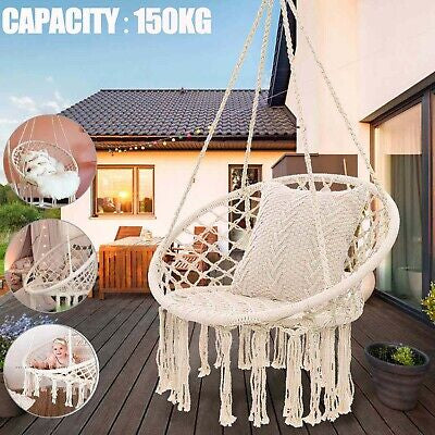 Macramé Cotton Hammock Chair – Up to 150 kg
