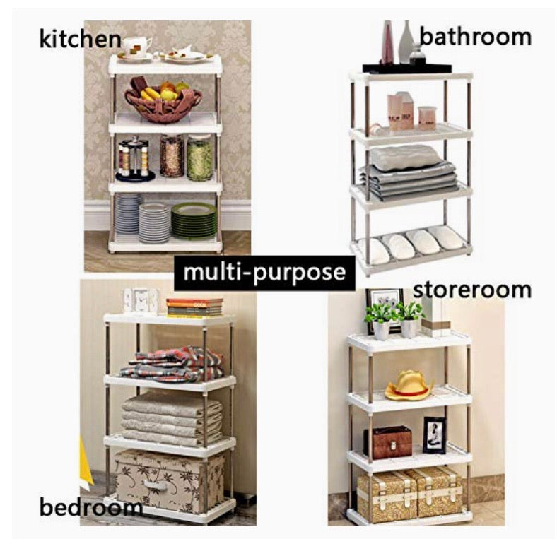4-Tier Modular Utility Shelf for Bathroom, Kitchen & Garage