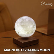 Magnetic Levitating 3D Moon Lamp Floating & Spinning Home Decor Desk Lamp with Light Dark Wooden Base (Dark Brown)