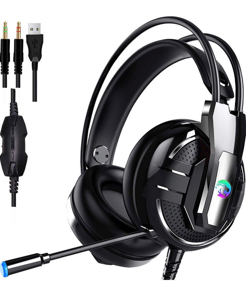 Proxima Direct Gaming Headset Headphone, headset with microphone&LED Light For Laptop Computer, PS4,Cellphone, 3.5mm Stereo Wired Over Ear Gaming Headset Comatible with PC/Laptop/Xbox 360/Xbox One