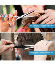 Professional Hair Cutting Scissors, YBLNTEK 9 PCS Barber Thinning Scissors Hairdressing Shears Stainless Steel Hair Cutting Shears Set with Cape Clips Comb for Barber Salon and Home