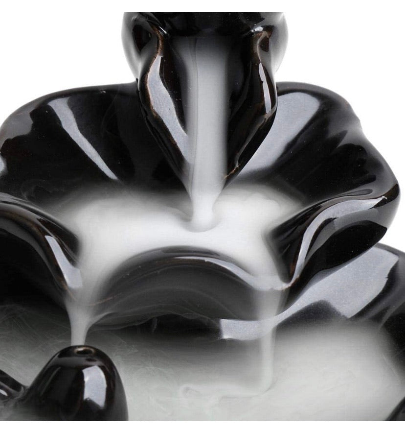 Black Ceramic Backflow Incense Burner with 10 Cones