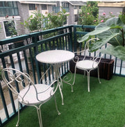 3 Piece Outdoor Garden Table Desks and Chairs Set Love Design Bistro Set, Bistro Table Set Retro Style Garden Furniture White Colour (Chairs*2）