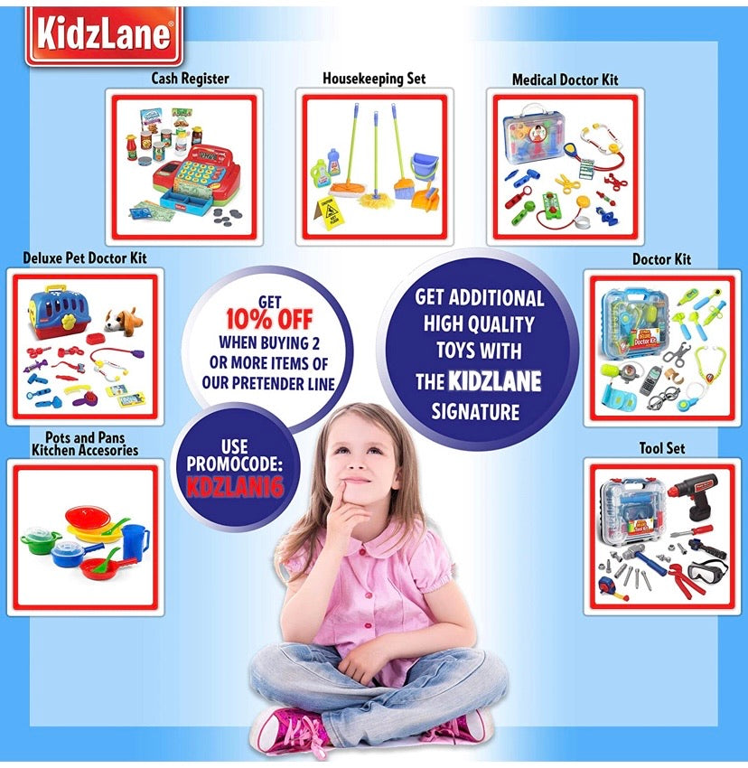 Kidzlane Play Tea Set 15+ Durable Plastic Pieces Safe and BPA Free for Children's Tea Party and Fun