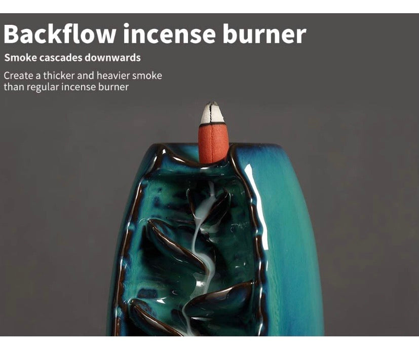Blue Mountain Waterfall Backflow Incense Burner with 10 Cones