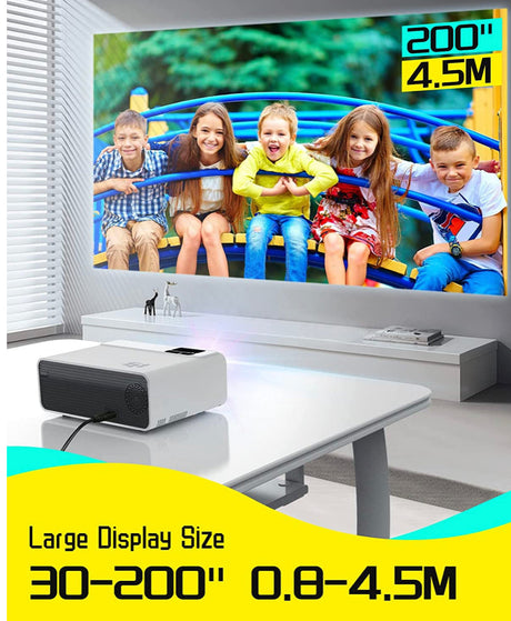 Mini Projector for iPhone, ELEPHAS WiFi Movie Projector with Synchronize Smartphone Screen, 1080P HD Portable Projector Supported 200" Screen, Compatible with Android/iOS/HDMI/USB/SD/VGA（White）