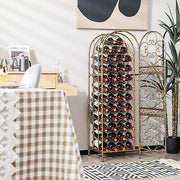 45-Bottle Arched Gold Steel Wine Rack with Latching Door