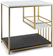 3-Tier Faux-Marble Sofa Side Table