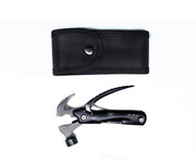 Black Stainless Steel Portable Multipurpose Pocket Size Tool with Anodized Aluminium Handle 7 Functions in 1 with Easy Carry Nylon Pouch for Outdoor Camping Household Car Emergency with Safe Locking