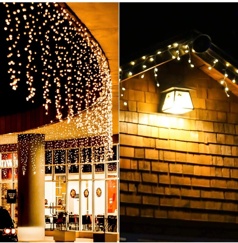 300LED Solar Curtain String Lights Wedding Holidays Party String Lights Waterproof Outdoor Indoor Christmas Light Fairy Lights for Window, House, Lawn, Garden, Patio Landscape Decoration