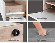 Artiss White & Wood Shoe Storage Bench with Adjustable Shelf