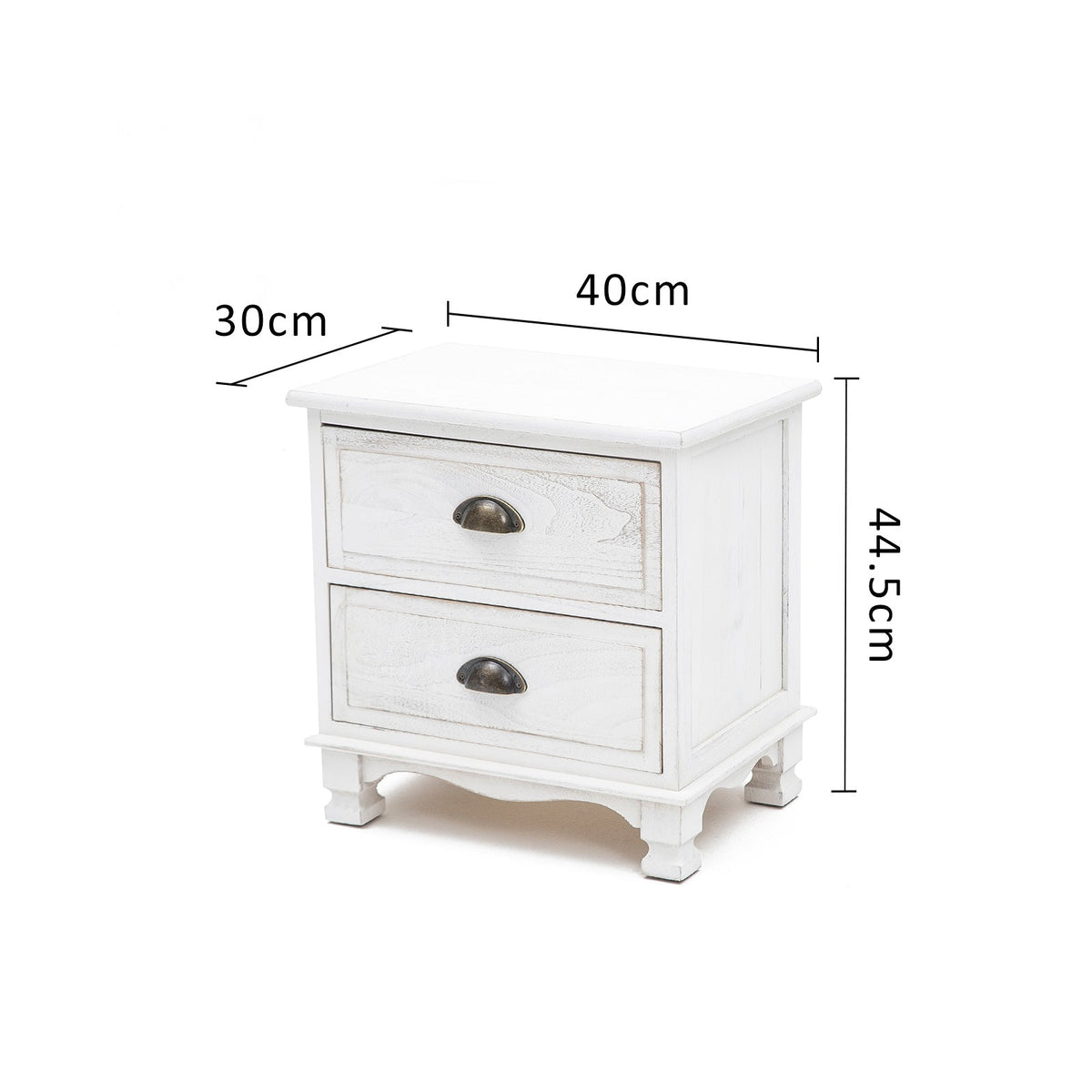 2x LaBella Bedside Table 2 Drawer Vintage Side Storage Cabinet Bedroom WHITE