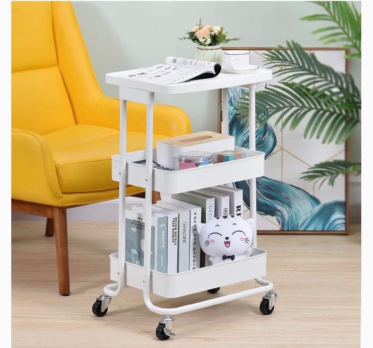 3-Tier Rolling Serving Cart with Tabletop
