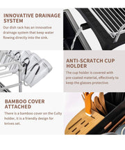 Aluminum Dish Drying Rack 2 Tire,Never Rust Dish Drainer with Removable Cutlery Holder & Cup Holder