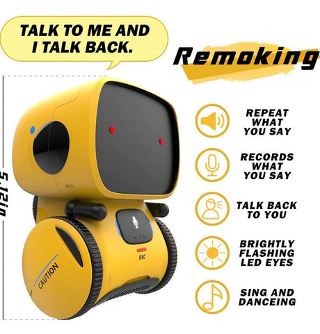 REMOKING Robot Toy for Kids,STEM Educational Robotics,Dance,Sing,Speak,Walk in Circle,Touch Sense,Voice Control, Your Children Fun Partners(Yellow)