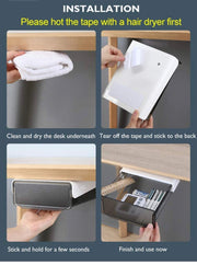Under Desk Storage Drawer, Pencil and Office Supplies Organizer