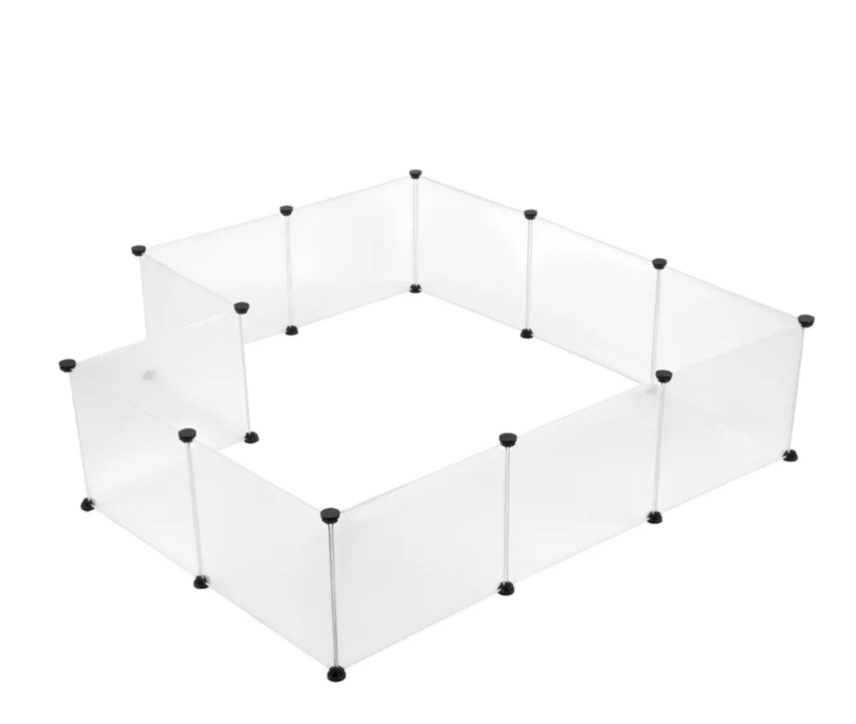 20-Panel Modular PP Small-Animal Playpen – Translucent Black