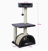 Cat Tree with Scratching Pad and Perch, Grey