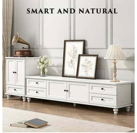 Modern White TV Stand Storage Cabinet