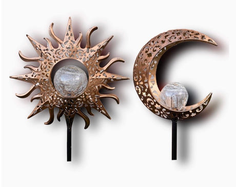Solar Lights Outdoor Celestial Sun & Moon Decor