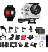 4K Wi-Fi Sports Action Camera Ultra HD Waterproof DV Camcorder 12MP 170 Degree Wide Angle LCD Screen/Remote, Sage/Silver (EK7000SL)