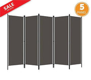 5-Panel Fabric Privacy Screen with Powder-Coated Iron Frame