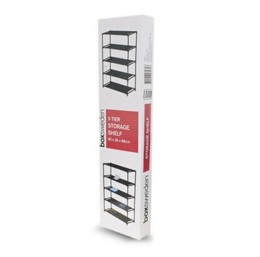 88 cm 5-Tier Black Storage Shelf for Shoes & Clothing