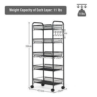 5-Basket Rolling Utility Storage Cart