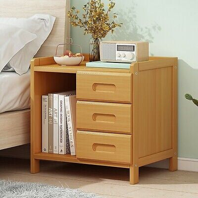 Bamboo Bedside Table – Natural Wood