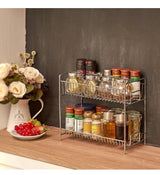 2-Tier Standing Rack EZOWare Kitchen Bathroom Countertop 2-Tier Storage Organizer Spice Jars Bottle Shelf Holder Rack - Chrome