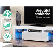Artiss Entertainment Unit RGB LED TV Cabinet 130cm Length High Gloss Wooden TV Stand, White