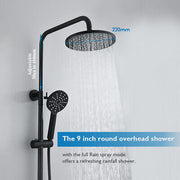 9-Inch Black Twin Shower Rail Set with Two Hoses